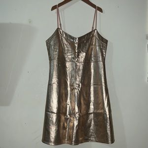Forever 21 Gold Faux Leather Strap Mini Dress